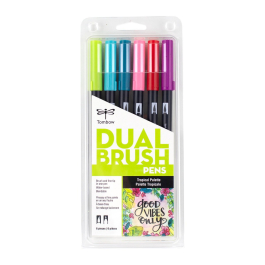 Tombow Dual Brush Pen Box Of 6 Pink Punch
