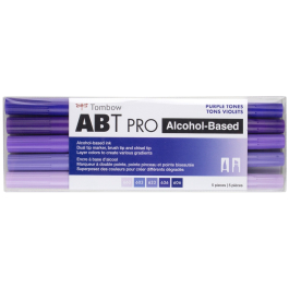 ABT PRO Alcohol-Based Art Markers, Blue Tones, 5-Pack