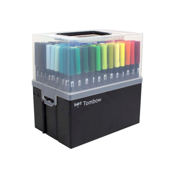 Dual Brush Pen 108 Color Set with Storage Case