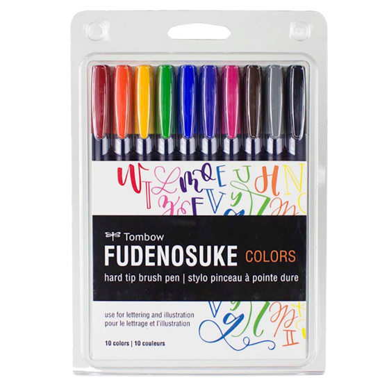 holte Weg vertegenwoordiger Fudenosuke Colors Brush Pen Set, 10-Pack | Calligraphy & Lettering | Tombow  USA