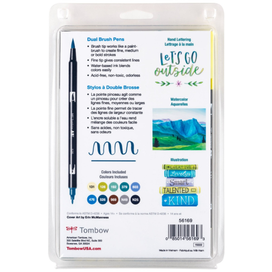 Dual Brush Pen Art Markers 10-Pack Landscape Brush Markers