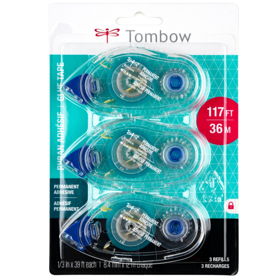 Tombow MONO Permanent Adhesive Refills, 3-Pack | Permanent