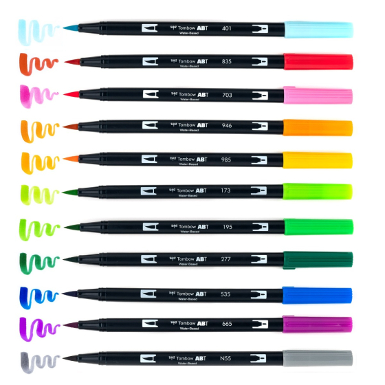 Dual Brush Pen Art Markers, Watercolor Favorites, 10-Pack Free