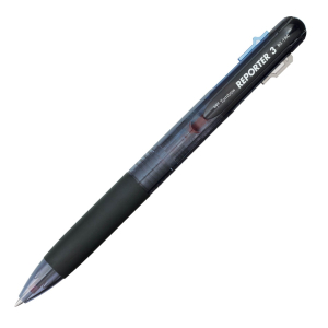 MONO Reporter 3-Color Retractable Ballpoint Pen, Smoke, Black, Blue & Red Ink, 0.7mm