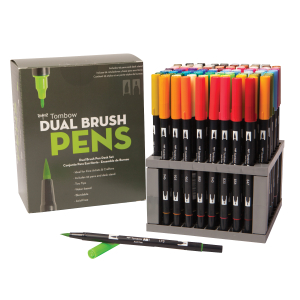 Dual Brush Pen Art Markers, 96 Colors with Desk Stand