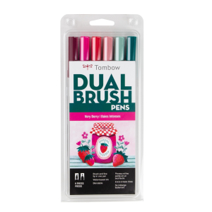 Dual Brush Pen Art Markers, Very Berry, 6-Pack