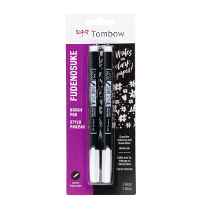 Fudenosuke Brush Pens, White 2-Pack