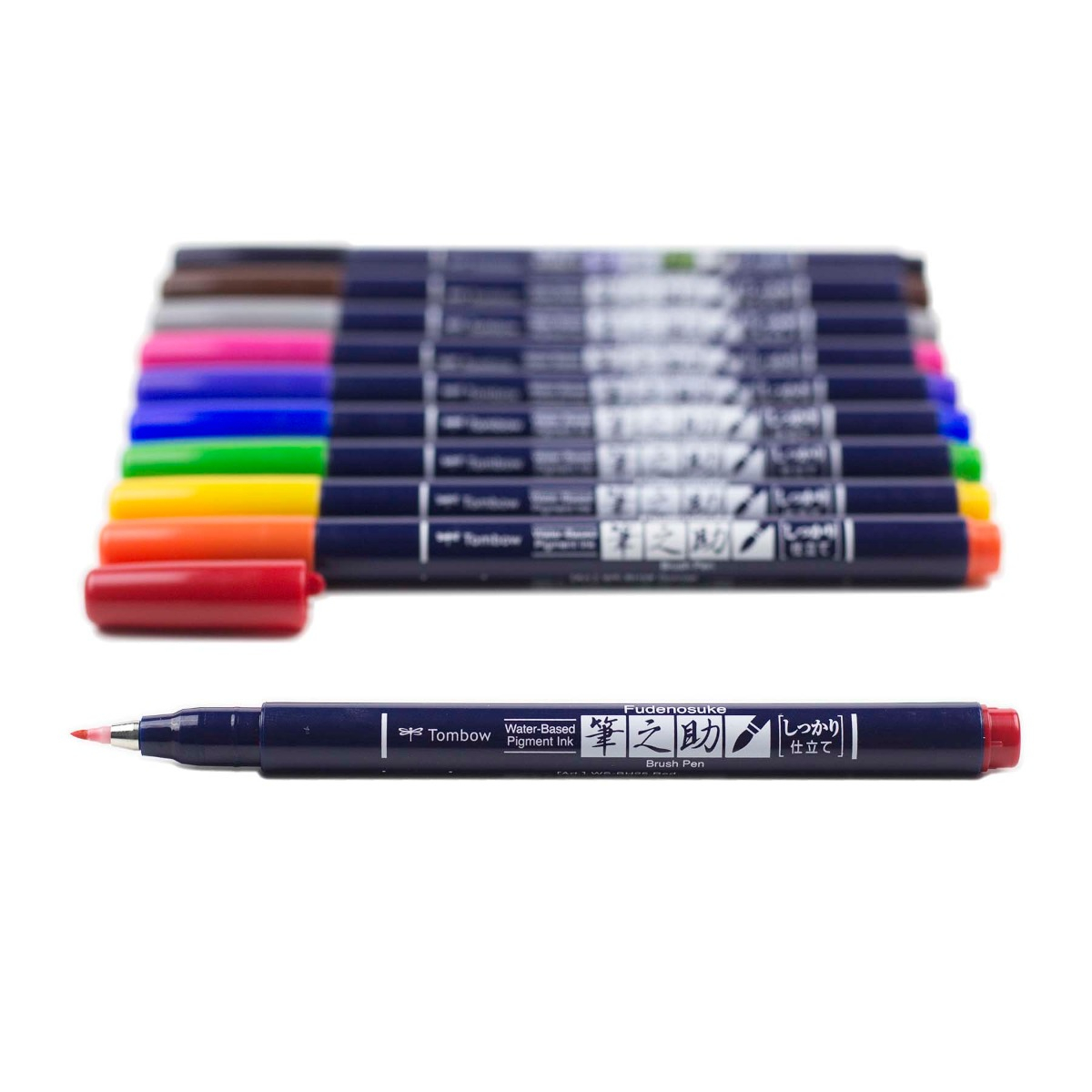 Tombow Fudenosuke Brush Pen 10-Colour Set
