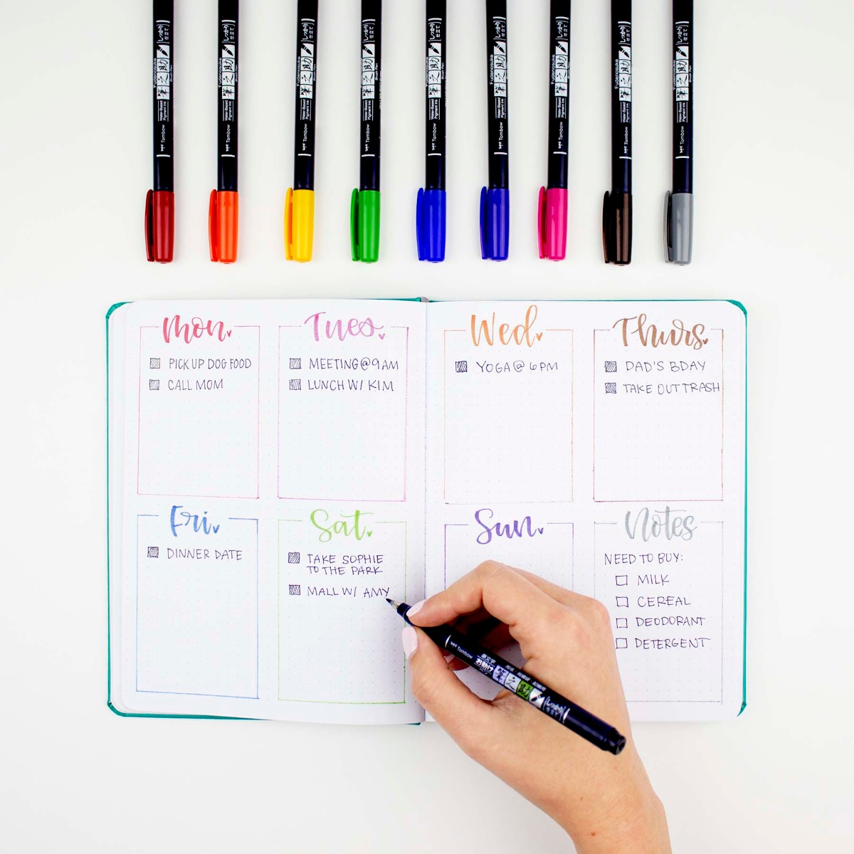 Tombow Fudenosuke Brush Pen 10-Colour Set
