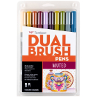 Dual Brush Pen Art Markers, Muted, 10-Pack