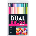 Dual Brush Pen Art Markers, Floral Palette, 20-Pack