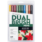 Dual Brush Pen Art Markers, Holiday Edition, 10-Pack