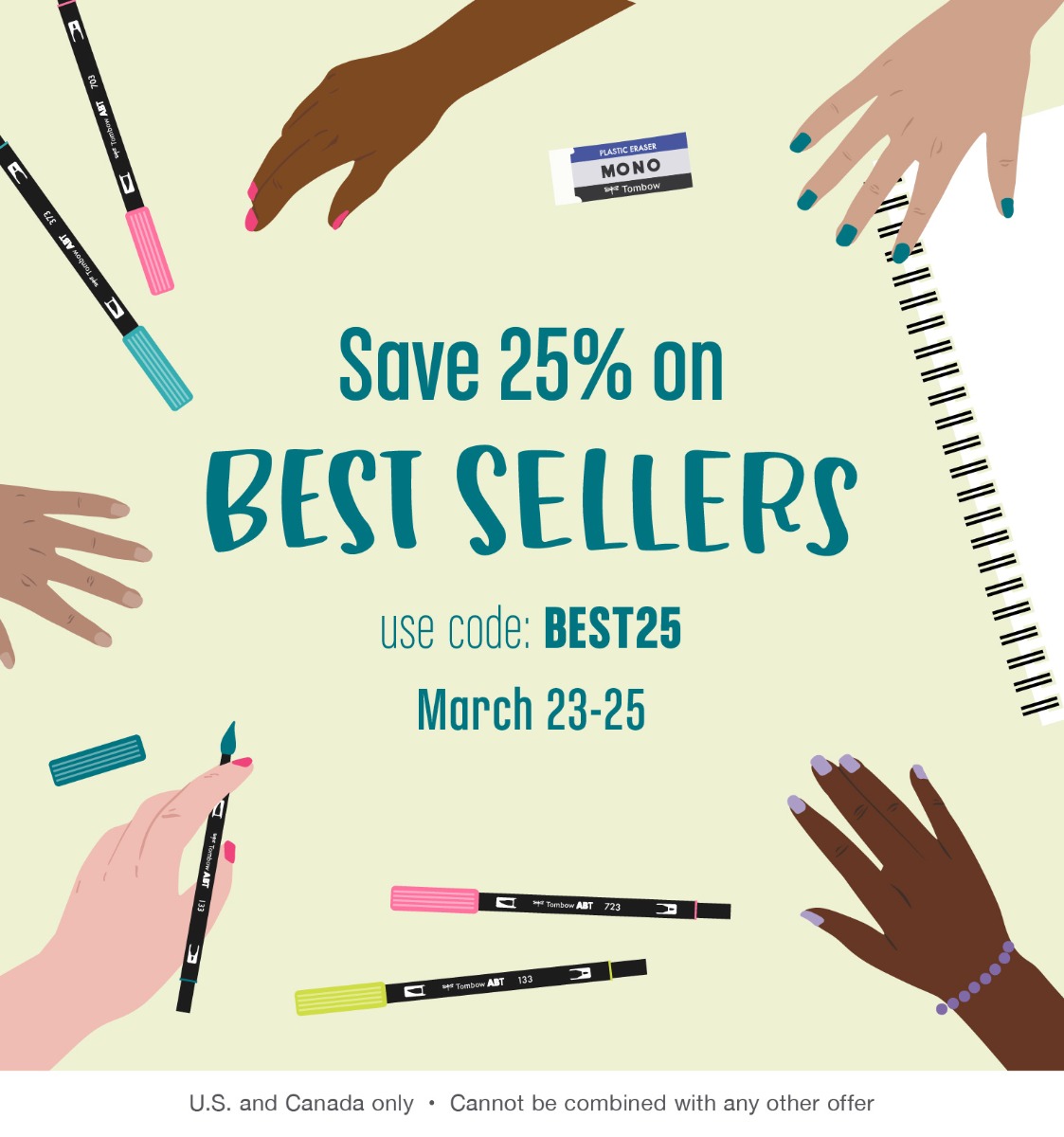 Save 25% on Tombow's best selling items with code 