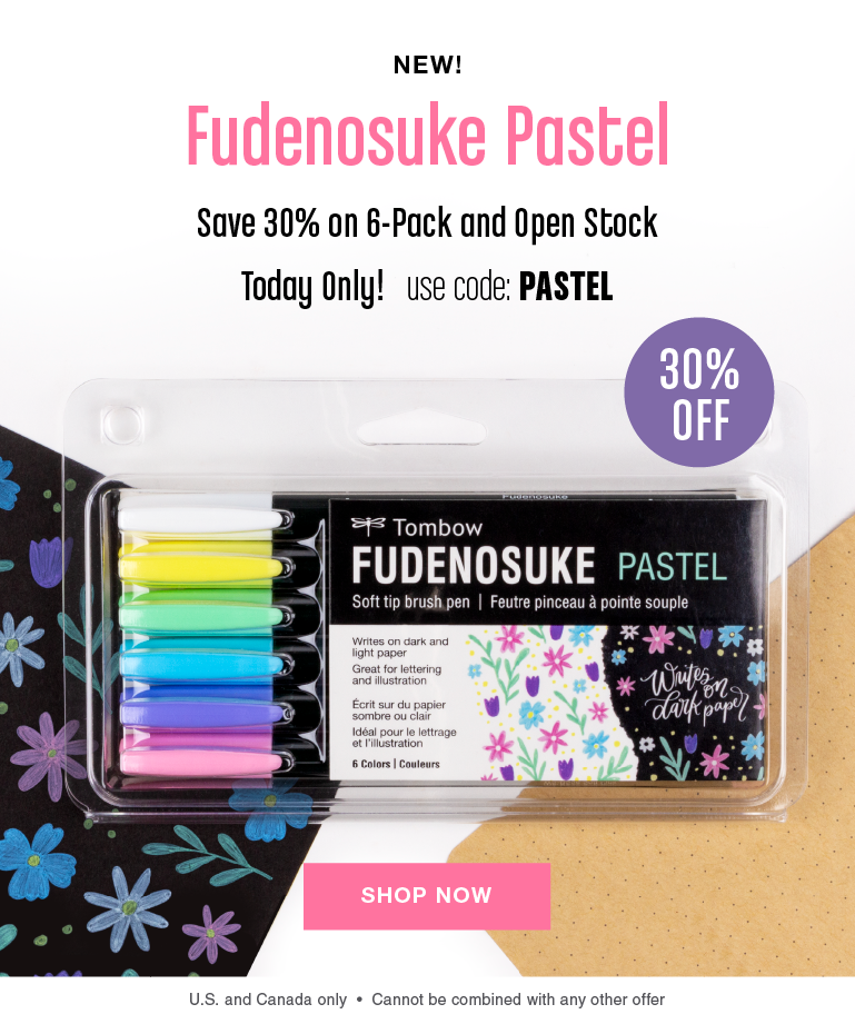 New Fudenosuke Pastel brush pens! Save 30% on the 6 pack and open stock today only with code 