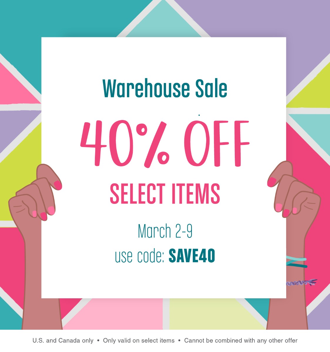 It's our semiannual warehouse sale! Save 40% on select Tombow items March 2nd through 9th with code SAVE40 at checkout. Cannot be combined with any other offer. United States and Canada only.